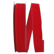 1.5 Inch Red Velvet Wired Ribbon With Red Edges, 10 Yard Spool (1 Spool) SALE ITEM